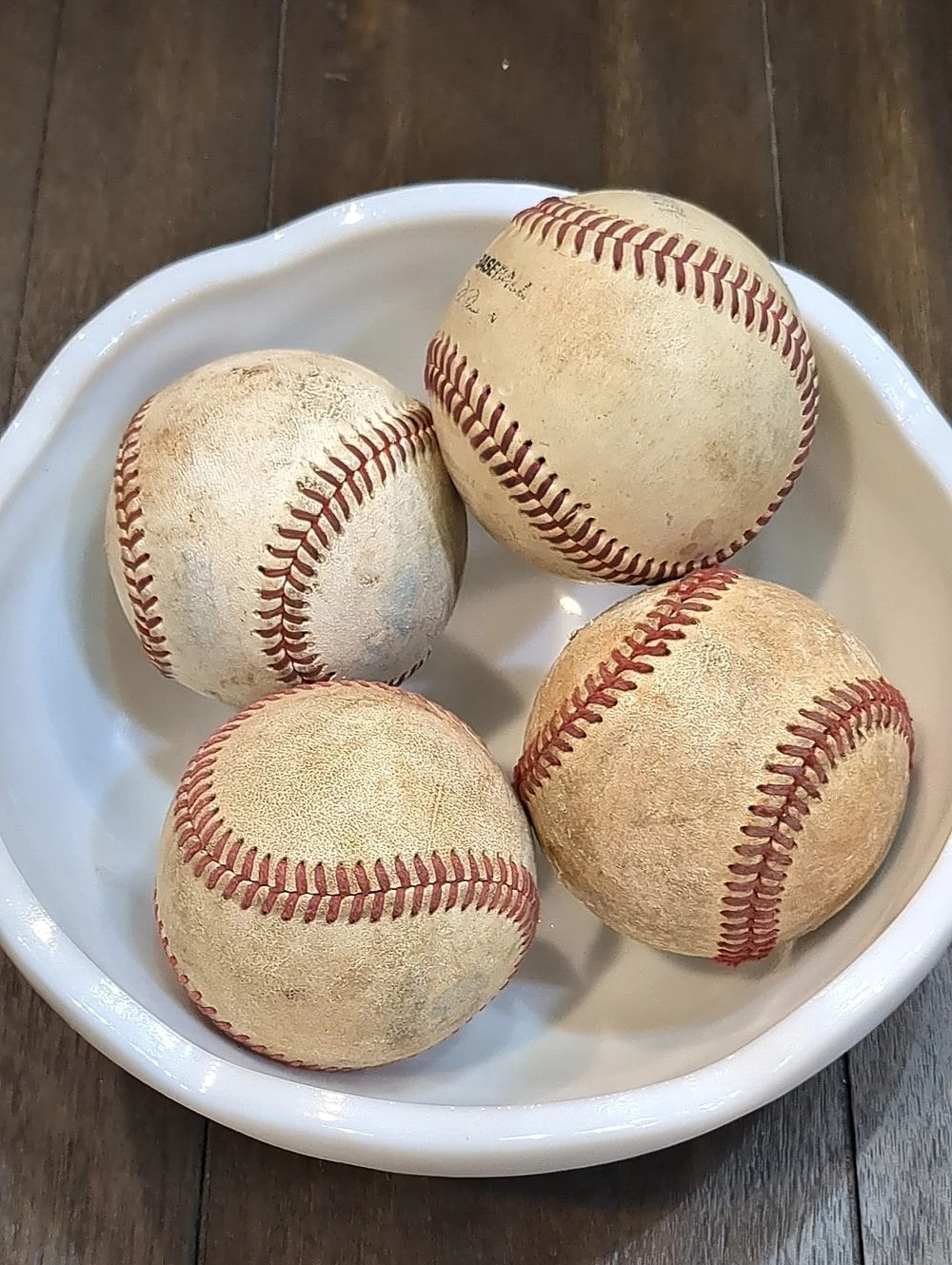Set of 4 Used Leather Baseballs